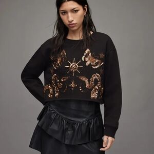 All Saints Embellished Crop Sweatshirt